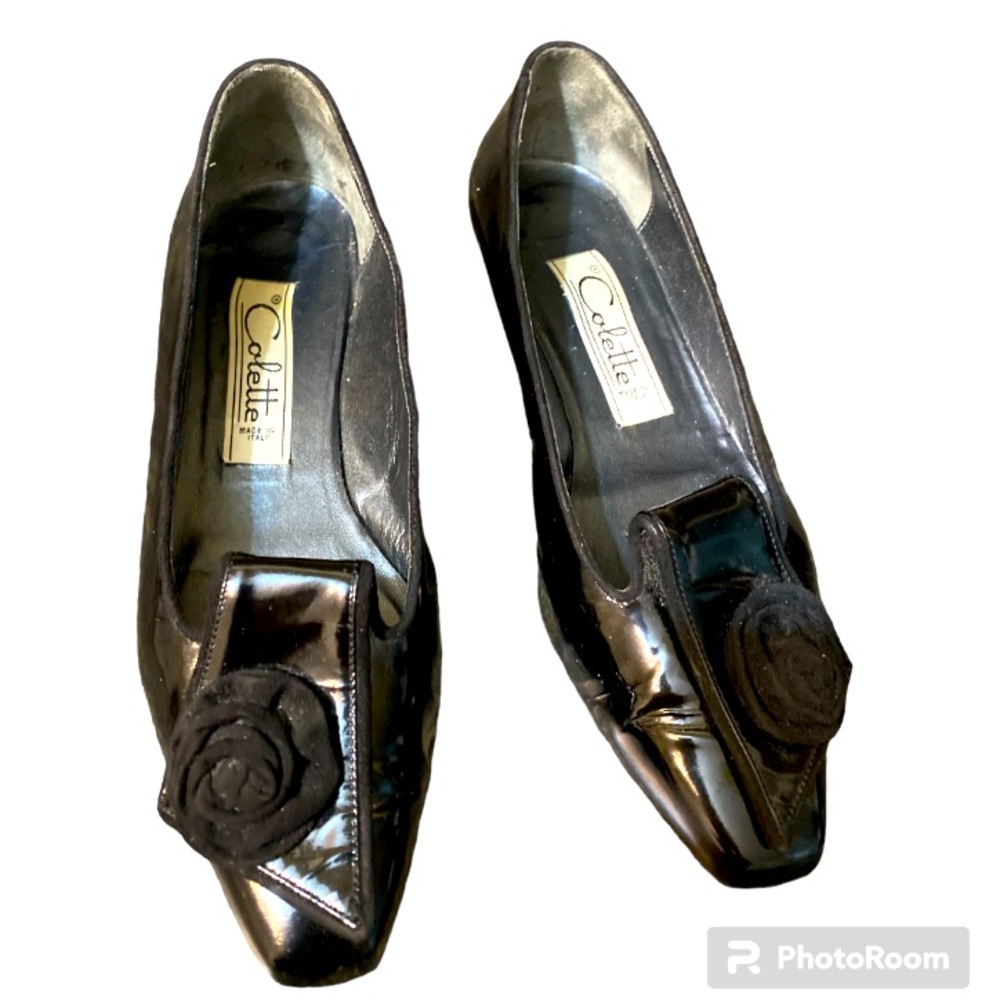 COLETTE Italian Made Black Patten Heel Loafers Shoes Size  6